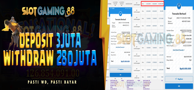 BUKTI KEMENANGAN MEMBER SLOTGAMING88